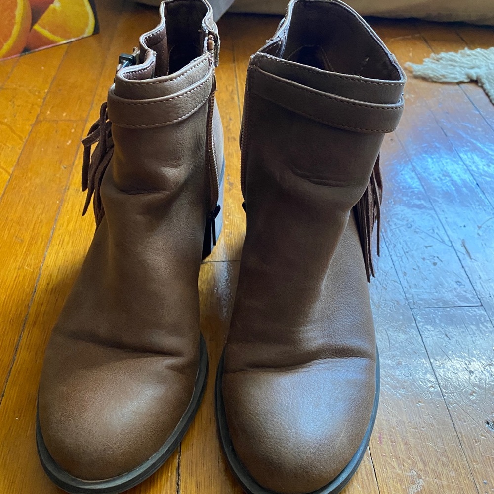 Brown booties.